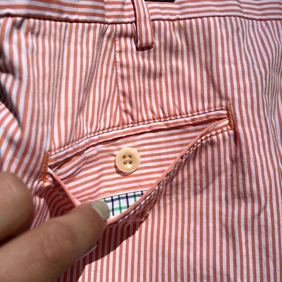 Polo Golf Ralph Lauren Men's Red and White Striped Seersucker Chino Shorts Size - Picture 4 of 7